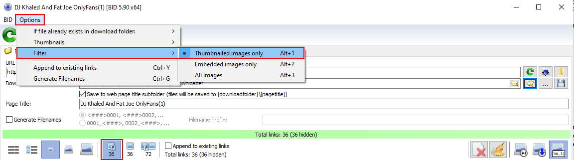 BID displays all the images located